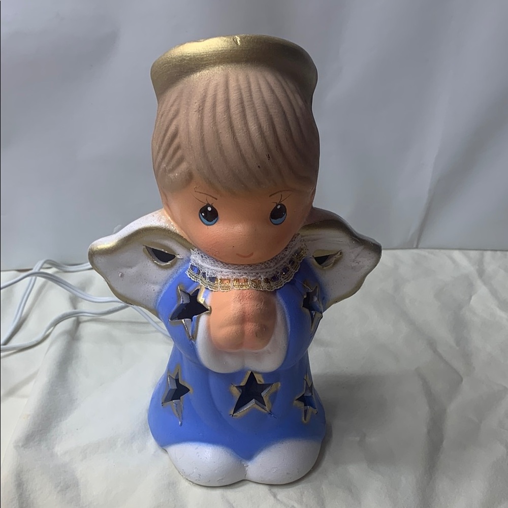 Blue and White Precious Moments Angel Night Light.  Light does work.
